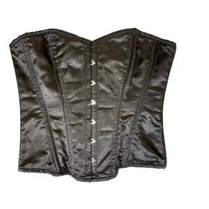 Lavish Womens Corset Sz L Hook &‎ Eye Lace Up Satin Black Classic Sexy Goth